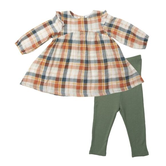 ANGEL DEAR - RUFFLE SLEEVED DRESS SET - MUSLIN PLAID - Picture 3 of 3